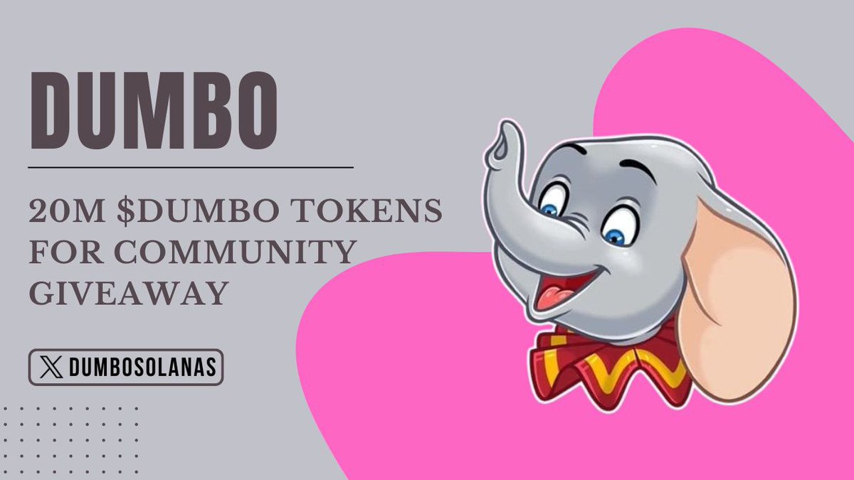 CRYPTO FINANCE || AMA + GIVEAWAY (@crypt0_finance) on Twitter photo 🥳🥳 Crypto Finance x DUMBO #Airdrop
🏆 Prize Pool »» 20,000,000 $DUMBO Tokens Giveaway
✅ Listing On MEXC , Raydium , Jupiter And Tier 1 Exchanges Soon 💪💪
✅ Follow:- <a href="/CRYPT0_FINANCE/">CRYPTO FINANCE || AMA + GIVEAWAY</a> & @DumboSolanas
✅ Like, RT and Tag 2 Friends
✅ Finish #Gleam ⤵️
gleam.io/hqmQU/dumbo-bi… 🥳🥳 Crypto Finance x DUMBO #Airdrop
🏆 Prize Pool »» 20,000,000 $DUMBO Tokens Giveaway
✅ Listing On MEXC , Raydium , Jupiter And Tier 1 Exchanges Soon 💪💪
✅ Follow:- <a href="/CRYPT0_FINANCE/">CRYPTO FINANCE || AMA + GIVEAWAY</a> & @DumboSolanas
✅ Like, RT and Tag 2 Friends
✅ Finish #Gleam ⤵️
gleam.io/hqmQU/dumbo-bi…