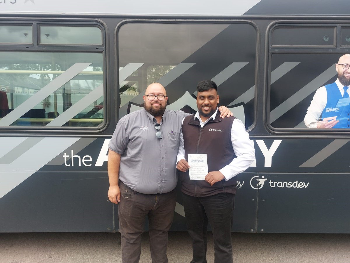🥳A huge congratulations to Musa on passing your driving test. Musa started with us as a cleaner and now will be driving our buses <a href="/FlyerBuses/">FLYER</a>. 🙌A huge thank you to his instructor, Gav for getting her to this point. Make sure you keep a look out for Musa driving your bus soon!👏