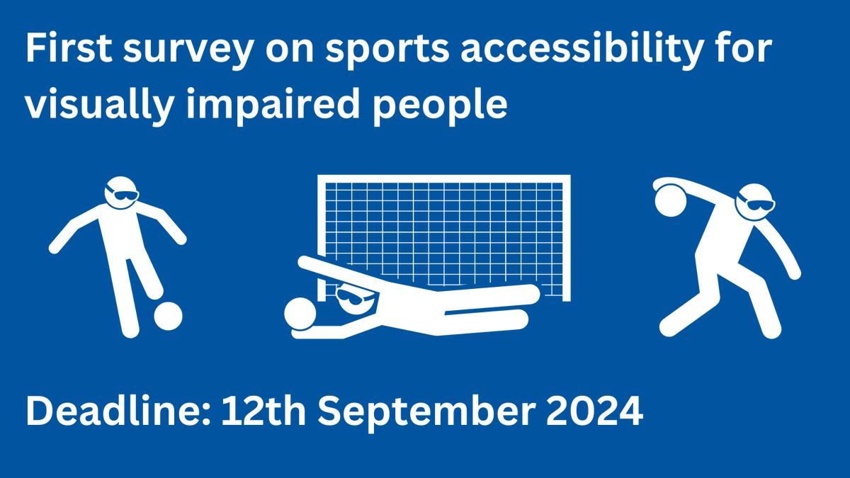 What barriers do #VisuallyImpaired people face in their access to sports activities?

👉 Share your experiences in this area by completing the first survey of <a href="/Oogvereniging/">Oogvereniging</a> multistaged questionnaire before 12th September 2024: tinyurl.com/mwzmye9r