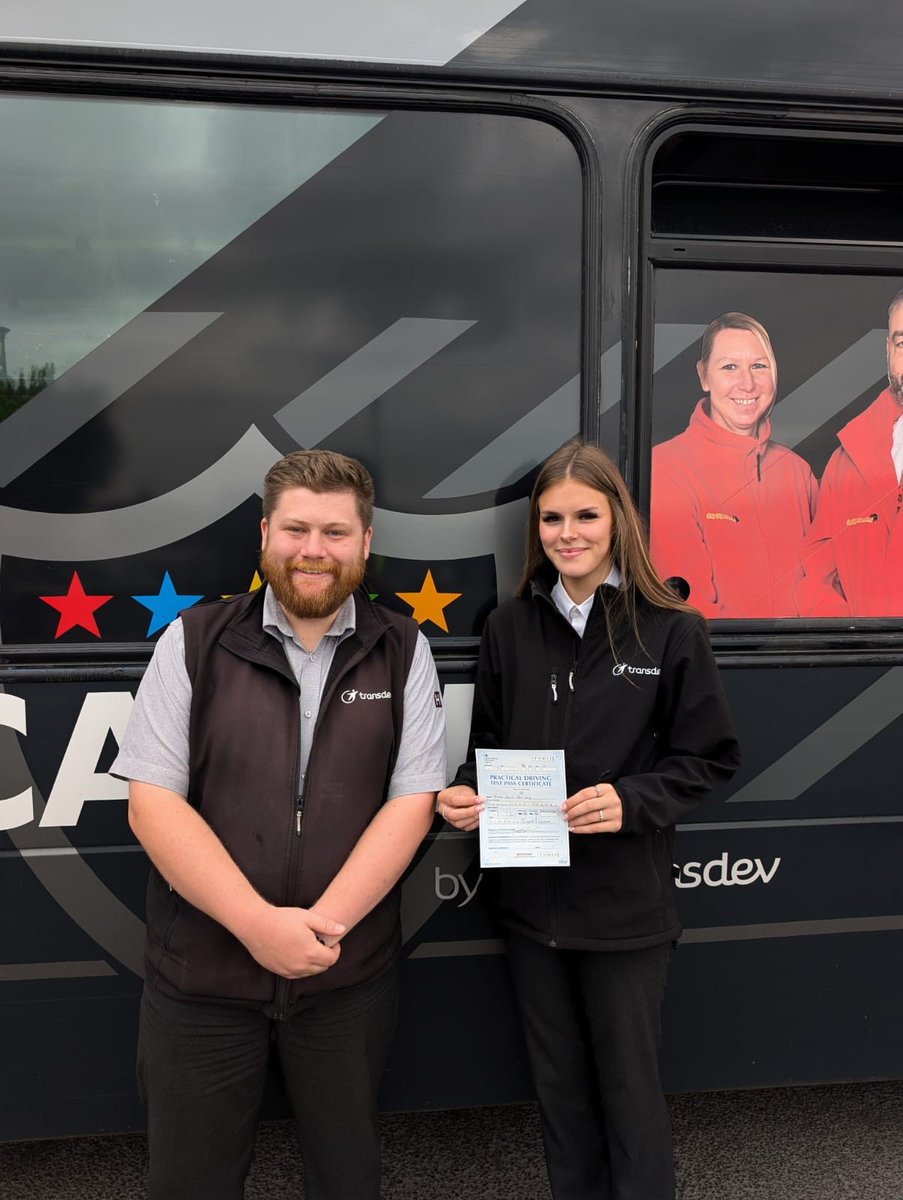 🥳A huge congratulations to Emma on passing your driving test. At just 19 she will be driving our buses <a href="/yorkbus/">Coastliner | York & Country</a>. 🙌A huge thank you to her instructor, Rob for getting her to this point. Make sure you keep a look out for Emma driving your bus soon!👏