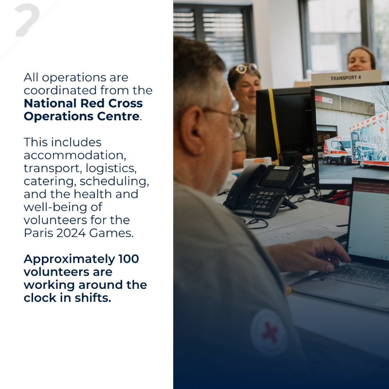 ifrc's tweet photo. Our dedicated volunteers from the French Red Cross (@CroixRouge) are actively involved and close to the action throughout the entire duration of the Olympics!🤝🏅