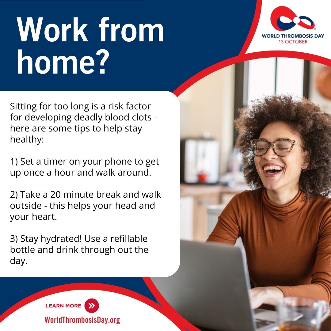 thrombosisday's tweet photo. This post is for all of our #WFH people 🏠️! Be sure to check out this post to learn how you can stay healthy while working from home. 

If you work from home, let us know if you've tried any of these tips! #WTDay24 #Clotversation #KnowThrombosis https://t.co/IKGGfBB2he