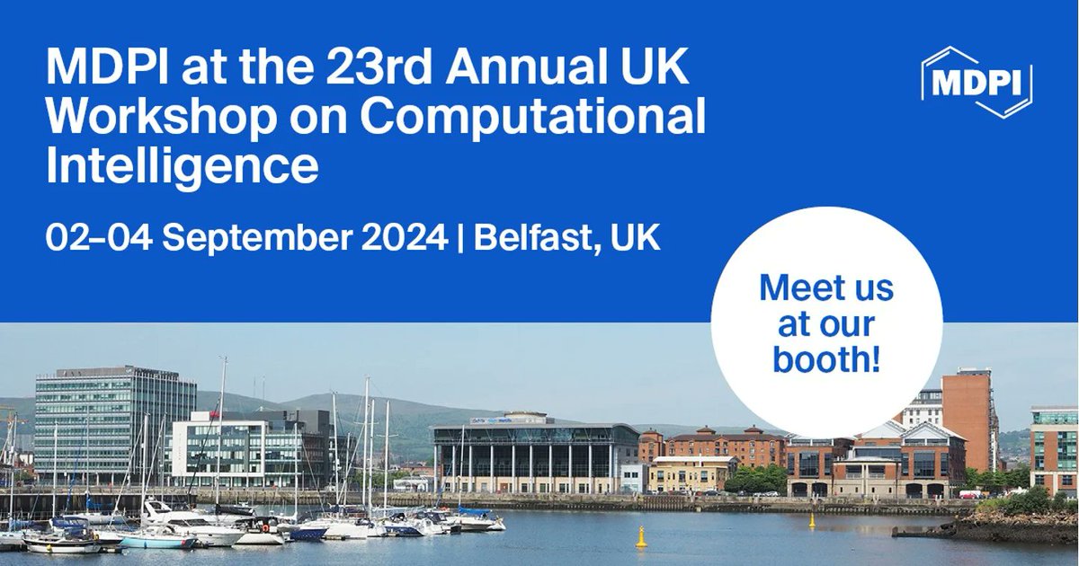 ElectronicsMDPI's tweet image. 📢 Meet Us at the 23rd Annual UK Workshop on Computational Intelligence, 2–4 September 2024, Belfast, UK.
✨ If you are planning to attend the conference, we invite you to visit our booth.
🔗For more here: computing.ulster.ac.uk/ZhengLab/UKCI2…
#ComputationalIntelligence #UKCI
