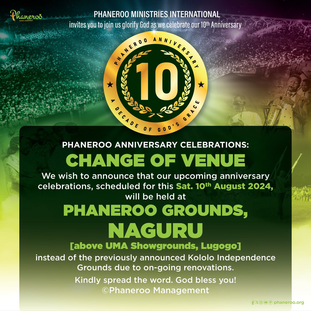 Phanerookampala's tweet photo. #PhanerooAt10 CHANGE OF VENUE

#Bring20 https://t.co/nmSj4Xtn80
