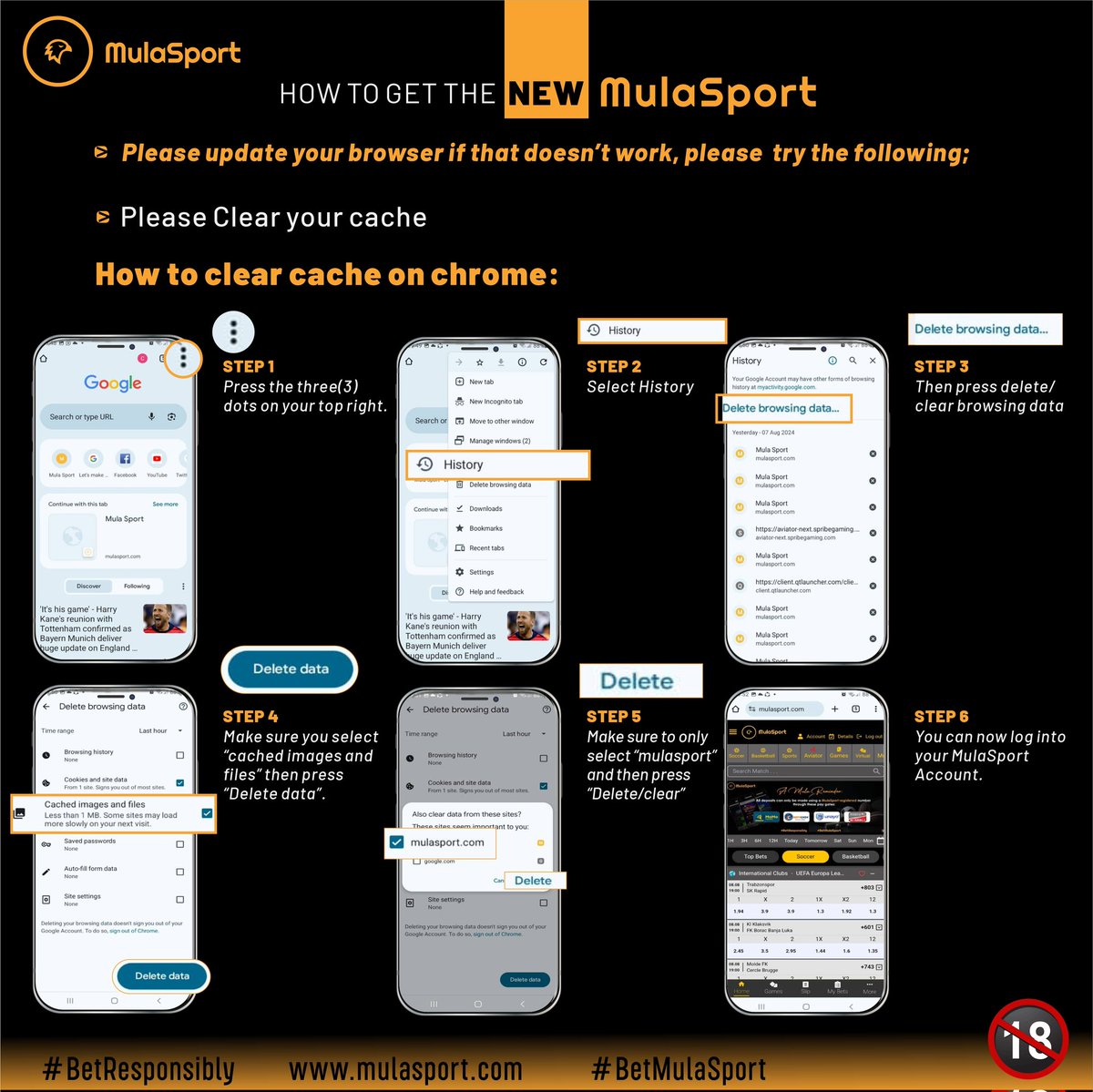mula_sport's tweet photo. #selfhelptips💡
If you're having trouble logging in to your MulaSport account, you can follow these easy steps provided in the poster below⬇️
📍Please ensure that you have updated your Chrome browser before you follow these steps.
#BetResponsibly #BetMulaSport https://t.co/Nh6bNnYmxm