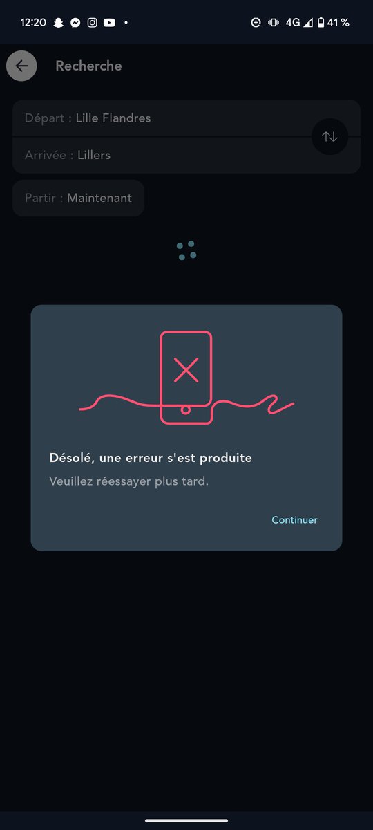 ziggychards's tweet photo. Bonjour @SNCFConnect @SNCFVoyageurs 

Depuis 6h30, l'appli ne fonctionne pas, peu importe le trajet recherché, voici ce que ça fait (voir screen)

J'ai un pass rail, pourtant les agents du train Lille Flandres - Béthune départ 12h15, me font payer mon trajet.

Un peu d'aide svp ? https://t.co/7qKK1cUdqr