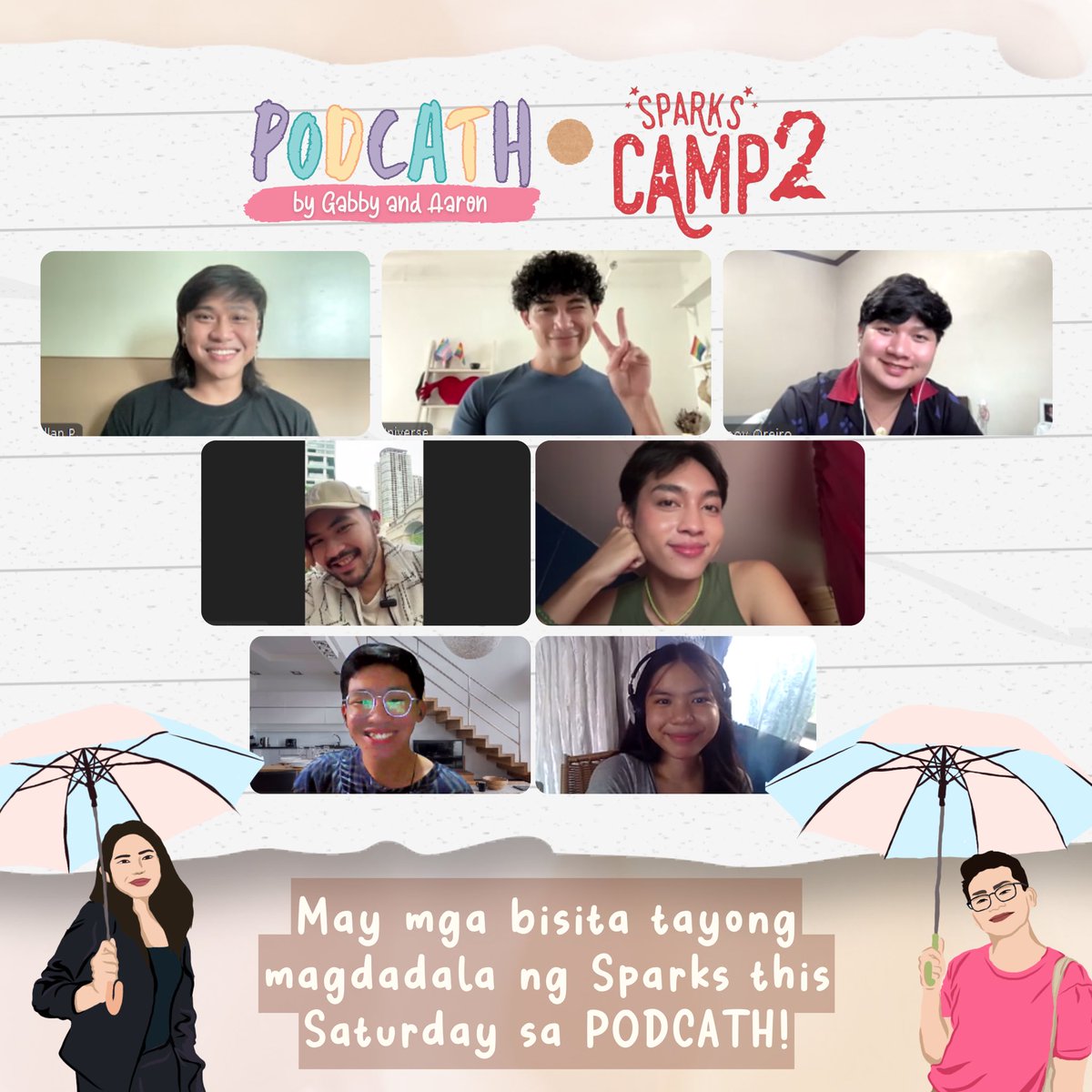podcath_'s tweet photo. Maghanda na ang lahat dahil bibisita at makikisaya ang ilang members ng Sparks Camp sa PODCATH. Abangan this Saturday na ‘yan! ✨🫶

#PODCATHxSparksCamp2 #SparksCamp #SparksCampSeason2 https://t.co/E50iPLpAv1