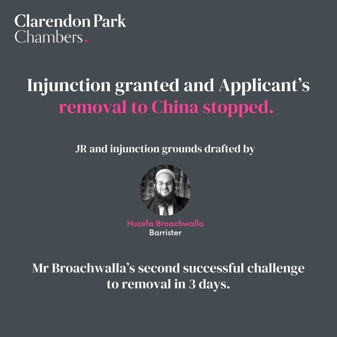 Injunction granted and Applicant’s removal to China stopped. JR and Injunction grounds drafted by Huzefa Broachwalla (his second successful challenge to removal in 3 days).