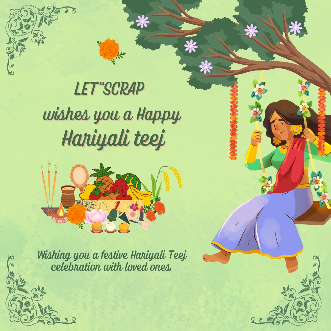 letscrap1's tweet photo. Happy Hariyali Teej from LET'SCRAP! 
Let's celebrate by protecting our environment &amp; nurturing greenery. Plant a tree, recycle, and support eco-friendly practices. Together, we can create a greener future!
#GoGreen #Sustainability #Recycle #letscrap https://t.co/2ZwiwA8tHj https://t.co/Xu51GmGFOB