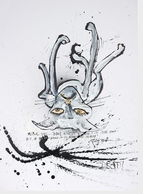 SteadmanArt's tweet photo. Drat Cat judges you today...

#InternationalCatDay #Cats #RalphSteadman #Illustration https://t.co/UWGIwkmKrh