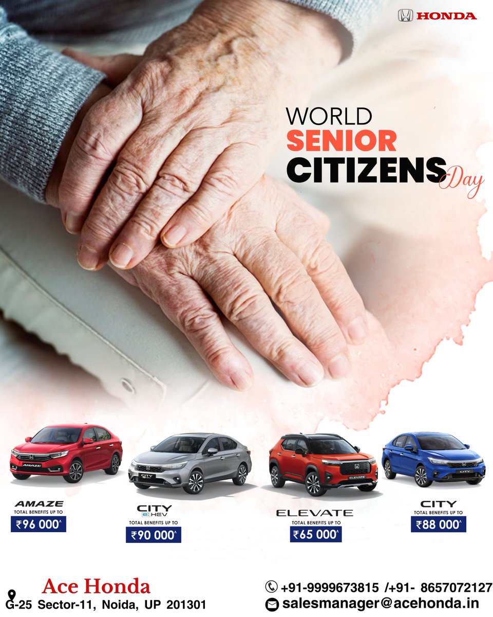 AceHonda2's tweet photo. Celebrating the wisdom and journeys of our seniors this World Senior Citizens Day. At Ace Honda, we honor your stories and cherish your legacy. Thank you for inspiring us every day! https://t.co/nItimxiBM8