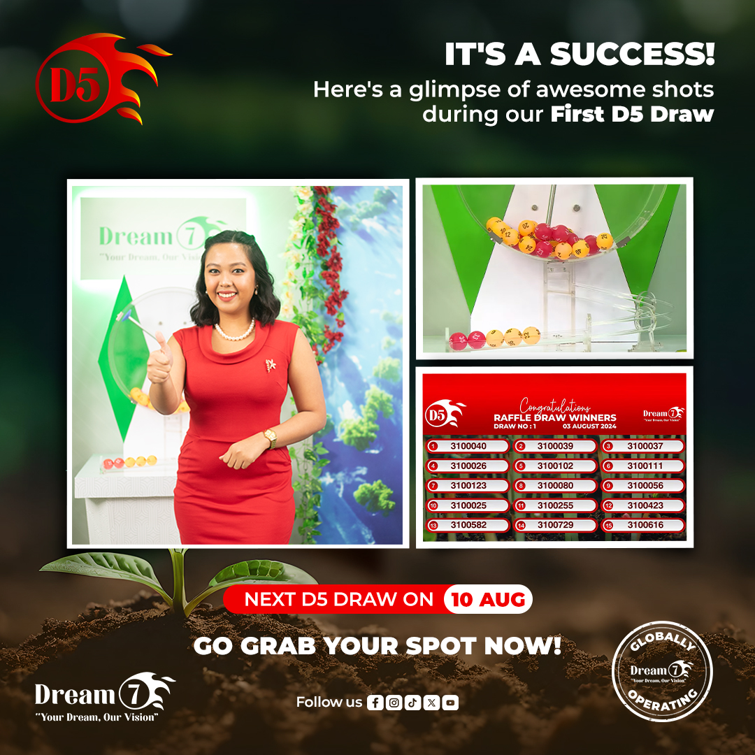 Dream7connect's tweet image. Dream7
💫"Success unlocked! 🚀 Check out these epic moments from our inaugural D5 draw. ⏱ Ready to join the excitement? Secure your spot now for the next D5 draw on August 10th!"#success #win #nextdraw #D5 ✨ .
Visit: bit.ly/3WFn1fe