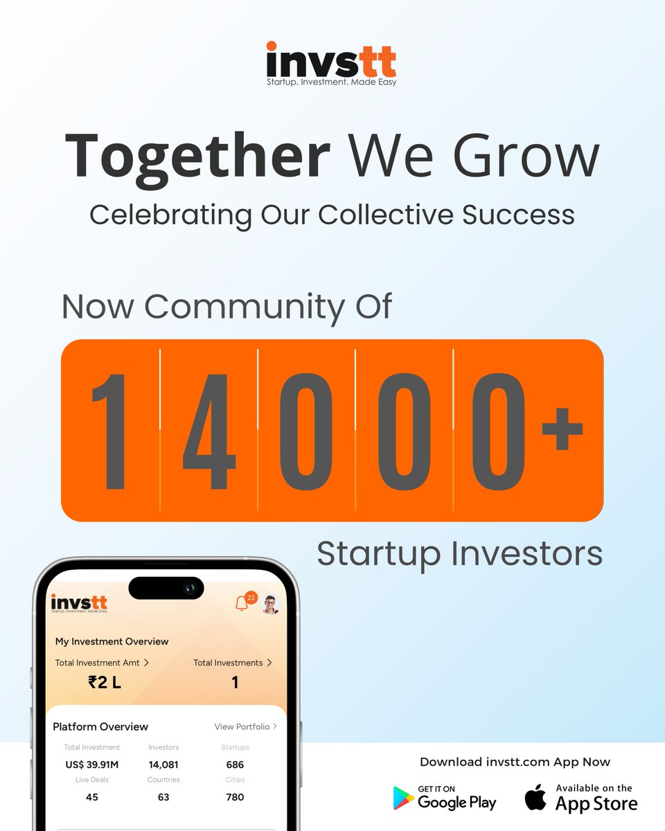 invsttdotcom's tweet photo. We are now connecting with over 14,000 startup investors worldwide.
Join as an investor: https://t.co/n6waDDST1z
Join as a founder: https://t.co/FbDkf1iMCd
Start your Syndicate: https://t.co/O9eOkchpir
#invstt #Startup #Investment #MadeEasy #invstt24 #LetsBuildItTogether https://t.co/Kp4qlAC21N