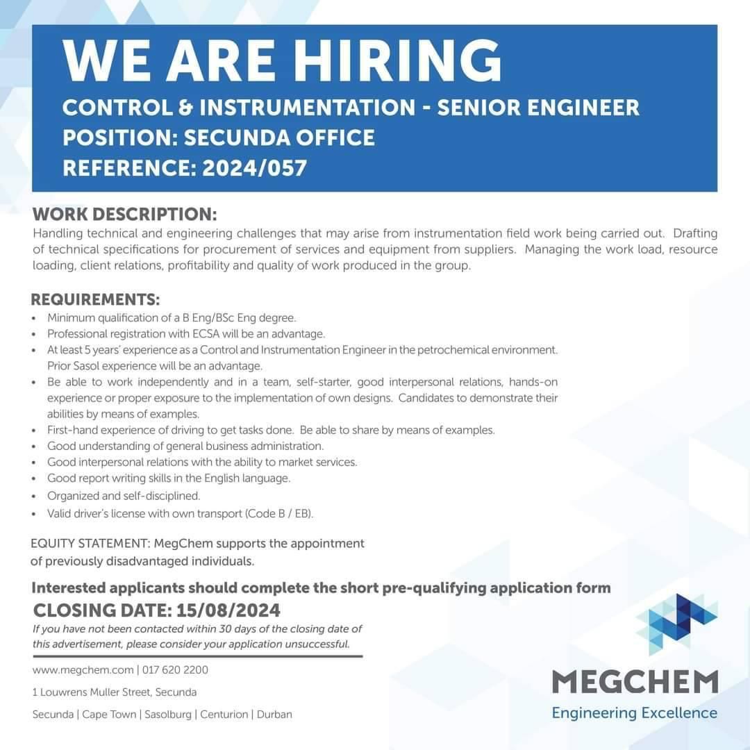 luwax1983's tweet photo. 📌 Secunda / Engineer

#jobs #vacancies 

Miss SA Chidimma Adetshina DJ Sbu Lerato Kganyago Julius Malema Pearl Thusi home affairs LERATO https://t.co/IKVdgG3EAE