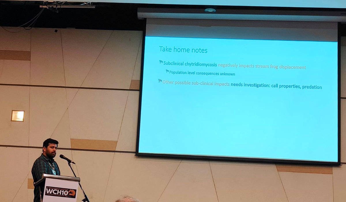 krishna_pav's tweet photo. Just wrapped up my talk on sub-clinical impacts of #chytrid on #frogs in Asian cold spots at #WCH10

Huge thanks to Dr. Karthik, @SreedharanGaya3 for continued support and insights on the work. I’m grateful to @Uni_Newcastle for supporting my trip to conference https://t.co/8GvZqW5VIC