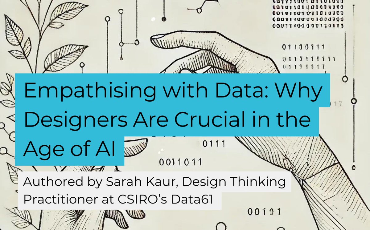 In the age of #AI, how can #designers ensure human experiences and needs aren't lost in a deluge of data? 🧑‍💻 

Find out with Sarah Kaur, Design Thinking Practitioner at <a href="/CSIRO/">CSIRO</a>'s Data61 &amp; winner of the 2024 <a href="/women_in_ai/">Women in AI</a> in AI award for Creative Industries: spr.ly/6043Y9bYX