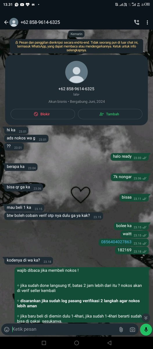 NiraStoree's tweet image. bantu viralin beli nokos wa minta verif diawal tapi malah ga bayar, hati hati buat kalian kalau ada yg chat atas nomor wa +62 858-9614-6325 #Zonajajan #zonauang #ZonaBA