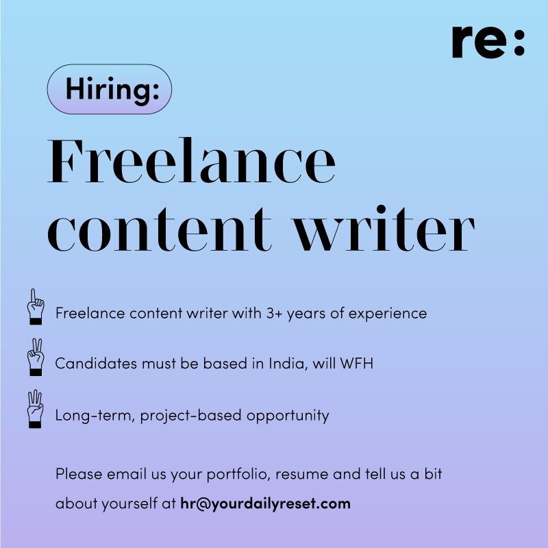#NowHiring

We’re looking for #contentwriters to work closely with our well-being and product teams to write well-researched articles, create marketing collaterals, turn data and client experiences into case studies, and more.

Interested? Read more here: bit.ly/46CGlNu