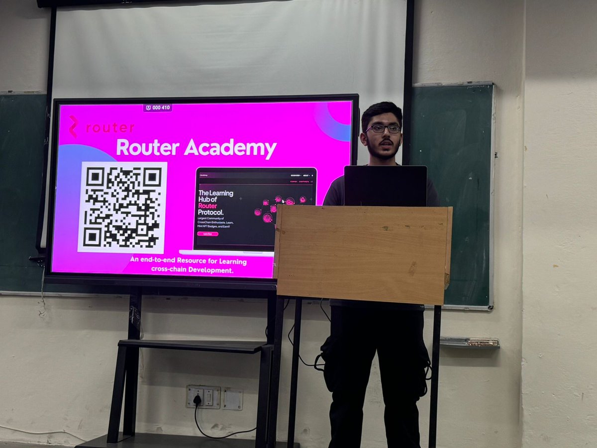 Yesterday I conducted a hands-on Workshop on Smart Contract Development on Router Chain ⛓️

We talked about How to Build dApps on <a href="/routerprotocol/">Router Protocol</a>, and Why Nitro is the Best Solution for Bridging. ⚡

We also explored How one can Utilize Router Academy to Build Effectively!! 🚀🚀
