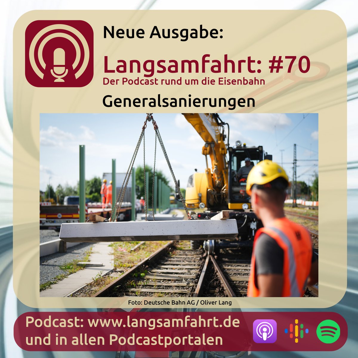 Atzbach's tweet image. Das deutsche Schienennetz ist in einem nicht so gute Zustand. Die Politik hat dieses Problem nun erkannt und möchte wichtige Strecken einer Generalsanierung unterziehen.

Zum Podcast: langsamfahrt.de/70/

#podcast #bahn #dbinfrago #generalsanierung #riedbahn