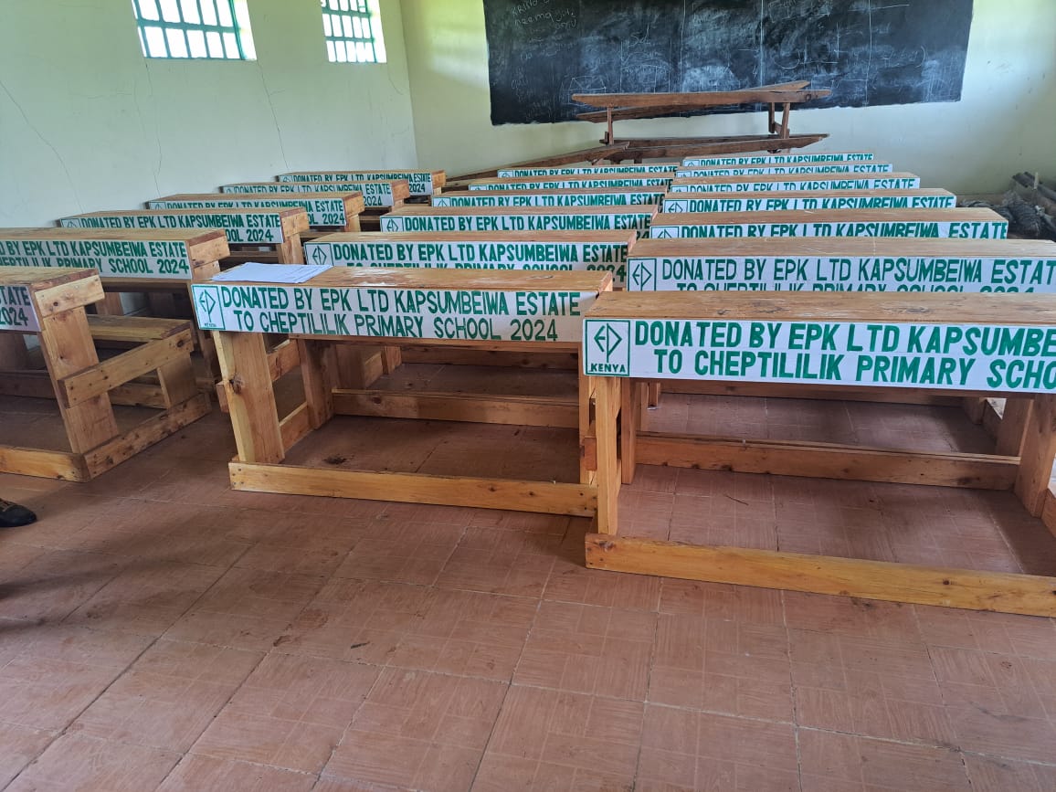 EPK Kapsumbeiwa estate has handed over 20 desks to Cheptililik Primary School to help improve the learning environment as part of our commitment to the realization of SDG4 - quality education.

#SDG4 #EasternProduceKenya #EPK