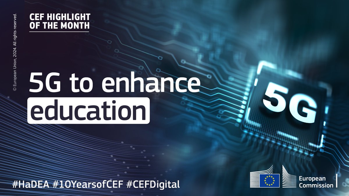 EU_HaDEA's tweet photo. 🎉 Celebrating #10YearsofCEF!

The CEF Digital Programme funds 5G and Edge Cloud projects across Europe, transforming education and public services to be smarter and more adaptable.

Education is key in many CEF Digital projects. 
Learn more: https://t.co/PnWRrWcR3k https://t.co/oH9wWHhvzU