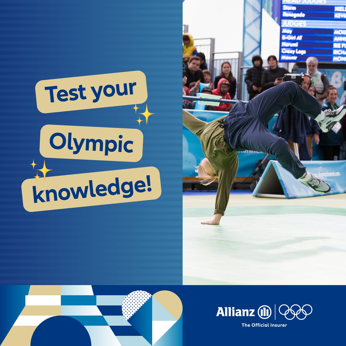 Olympics's tweet photo. Think you're a breaking guru? Put your knowledge to the test and comment below. Get ready for breaking here 👉 https://t.co/Yrig9OOkFk
#Breaking #GetReadyForTheBest #Paris2024 #Olympics #ReadyParisGo #Allianz https://t.co/FBU2jQG2zW