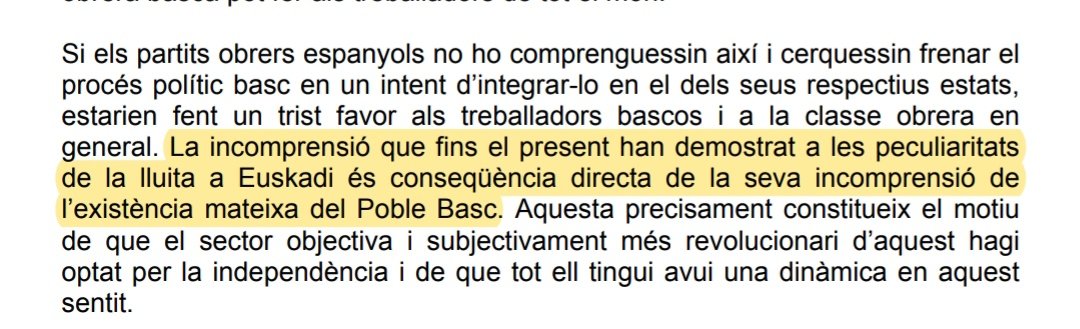 difonlaidea's tweet photo. 2/2 El problema de l'MS, com el va tenir l'MC, és de credibilitat: 

Ningú es creu que tinguin cap posició honesta contra l'opressió nacional, si d'entrada rebutgen com a subjecte la idea de nació. Oportunisme per enredar 4, i prou.

PS: Això hi oposava Argala: https://t.co/Ta76CzaaAj
