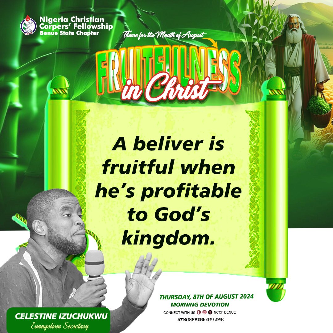 nccf_benue's tweet photo. We were purchased by the blood of Jesus and planted...

#nccfnational #nccfbenue #NYSC #devotion 
#devotional #corperwee #NCCF #August https://t.co/uImUqEIX5u
