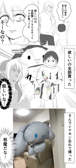 姪っ子と祭りに行きました。
昔は焼きそばとか500円だったのに今は600円してインフレを感じます。 