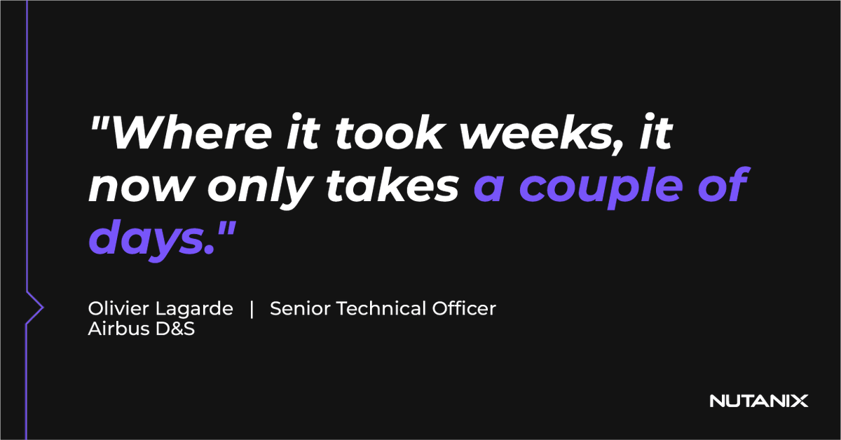 We love receiving feedback from our clients. Here's what <a href="/Airbus/">Airbus</a> had to say about working with us. Thank you for choosing Nutanix! 🤝

Read full case study: bit.ly/3NocmRl