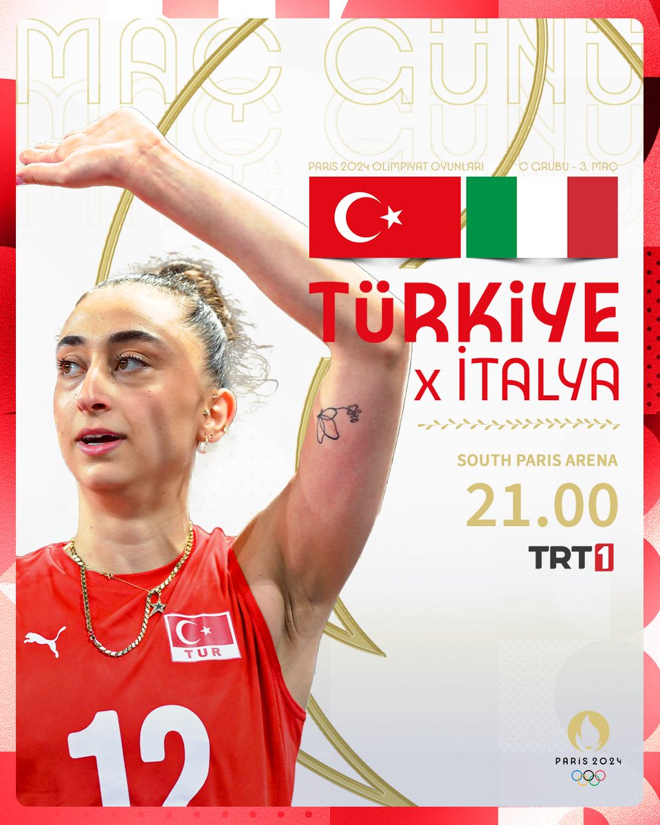 🇹🇷 HAYDİ FİLENİN SULTANLARI! YAPARSINIZ!

🏐Paris 2024 yarı finalinde İtalya'yı yenip altın madalya için son engeli geçmek istiyoruz!🥇

📺Tarihi maça bu akşam saat 21.00'de <a href="/trt1/">TRT 1</a> ekranlarında şahitlik edeceğiz!