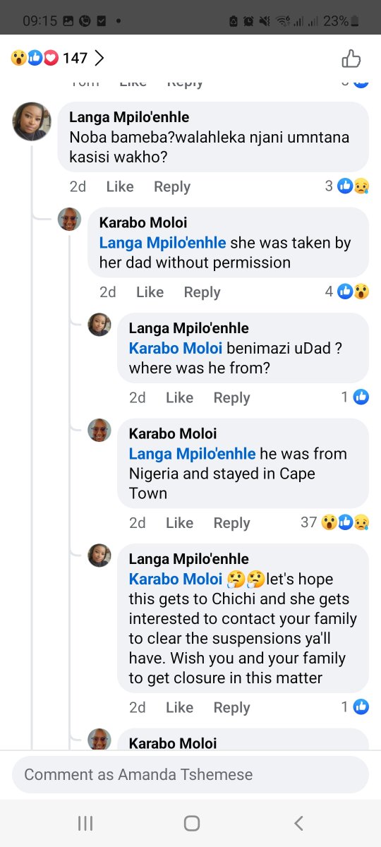 #ChidimmaAdetshina Guys come this side. Could it be that Chichi is a stolen child ? It's getting trickier 
Miss SA