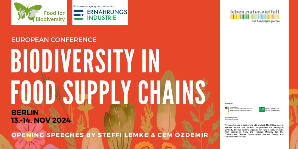 The European Conference "Biodiversity in Food Supply Chains" is happening on November 13 &amp; 14, 2024, in Berlin. Join industry leaders and experts to explore sustainable food systems and biodiversity integration. food-biodiversity.de/en/news/europe… @highclere2018 <a href="/dortizmiranda/">Dionisio Ortiz Miranda</a> <a href="/katrin_prager/">Katrin Prager</a>