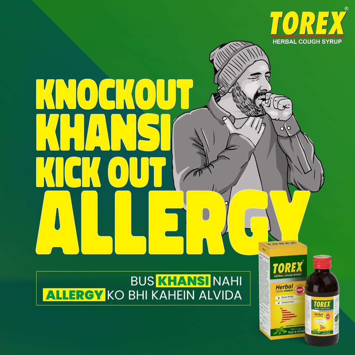 Say goodbye to allergy woes with TorexHerbal Cough Syrup!

Whether it's watery eyes, sneezing, a runny nose, or throat irritation, Torexprovides soothing relief. Embrace every moment, allergy-free.

#Torex #TorquePharma #CoughSyrup #HerbalCoughSyrup