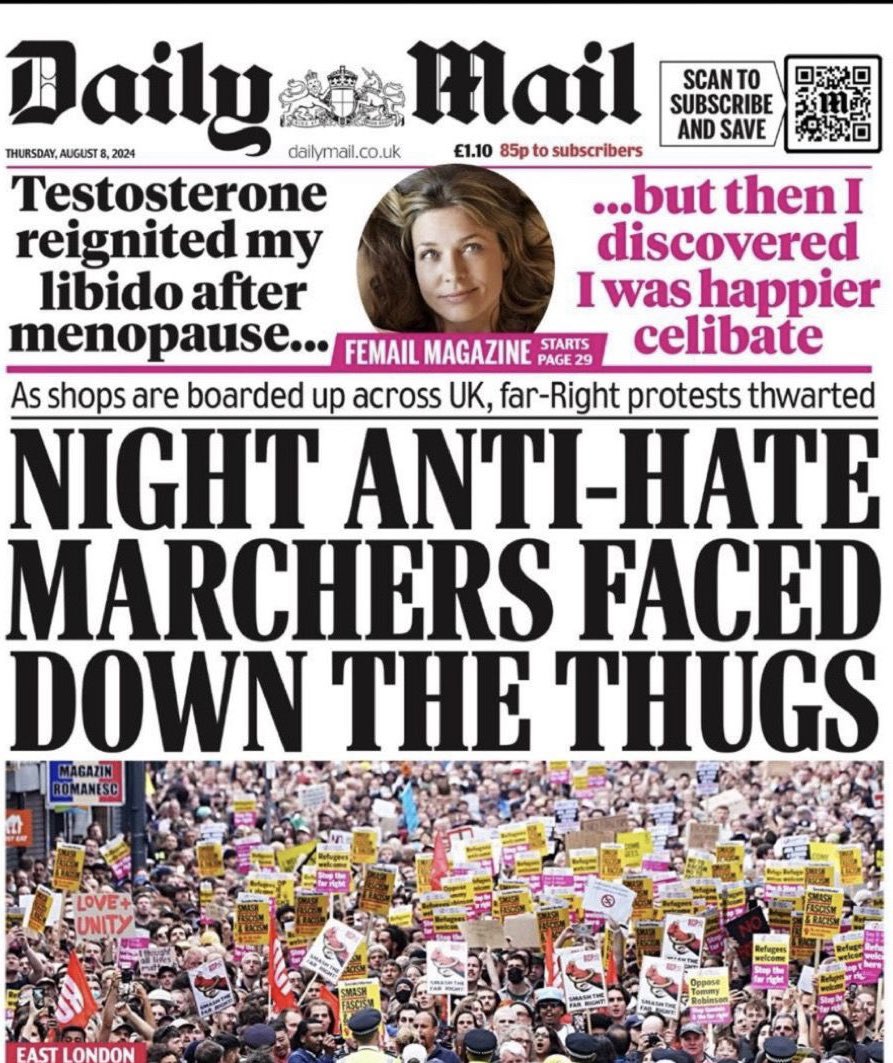 Diane Abbott (@hackneyabbott) on Twitter photo So newspapers that have demonised asylum seekers for years are now praising anti-racists! #FarageRiots So newspapers that have demonised asylum seekers for years are now praising anti-racists! #FarageRiots