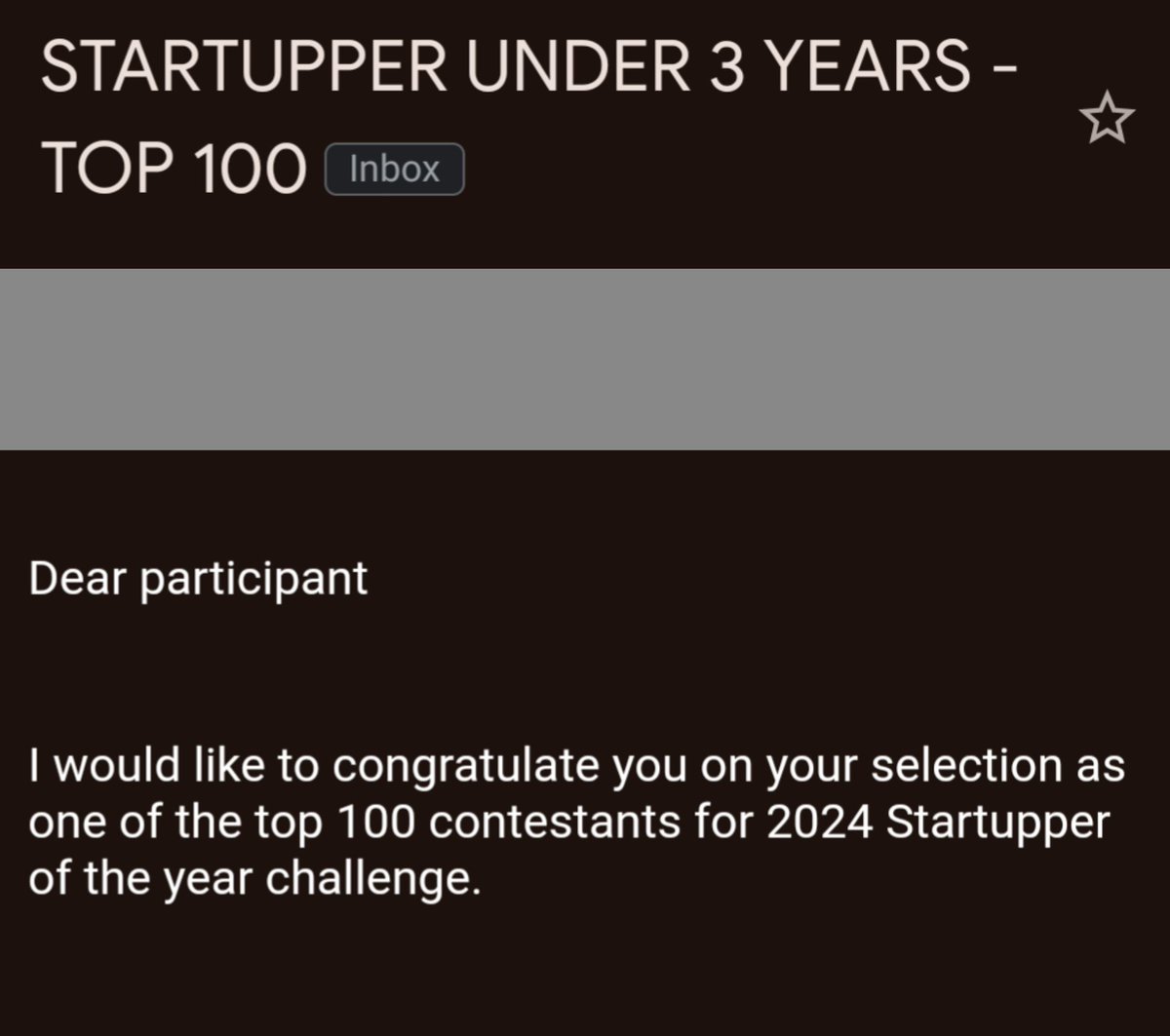 🌟 𝐄𝐱𝐜𝐢𝐭𝐢𝐧𝐠 𝐍𝐞𝐰𝐬! 🌟

Dear friends and supporters,

We are thrilled to announce that we have been selected as one of the top 100 contestants for the 2024 Startupper of the Year Challenge! 🎉

This achievement would not have been possible without the incredible support