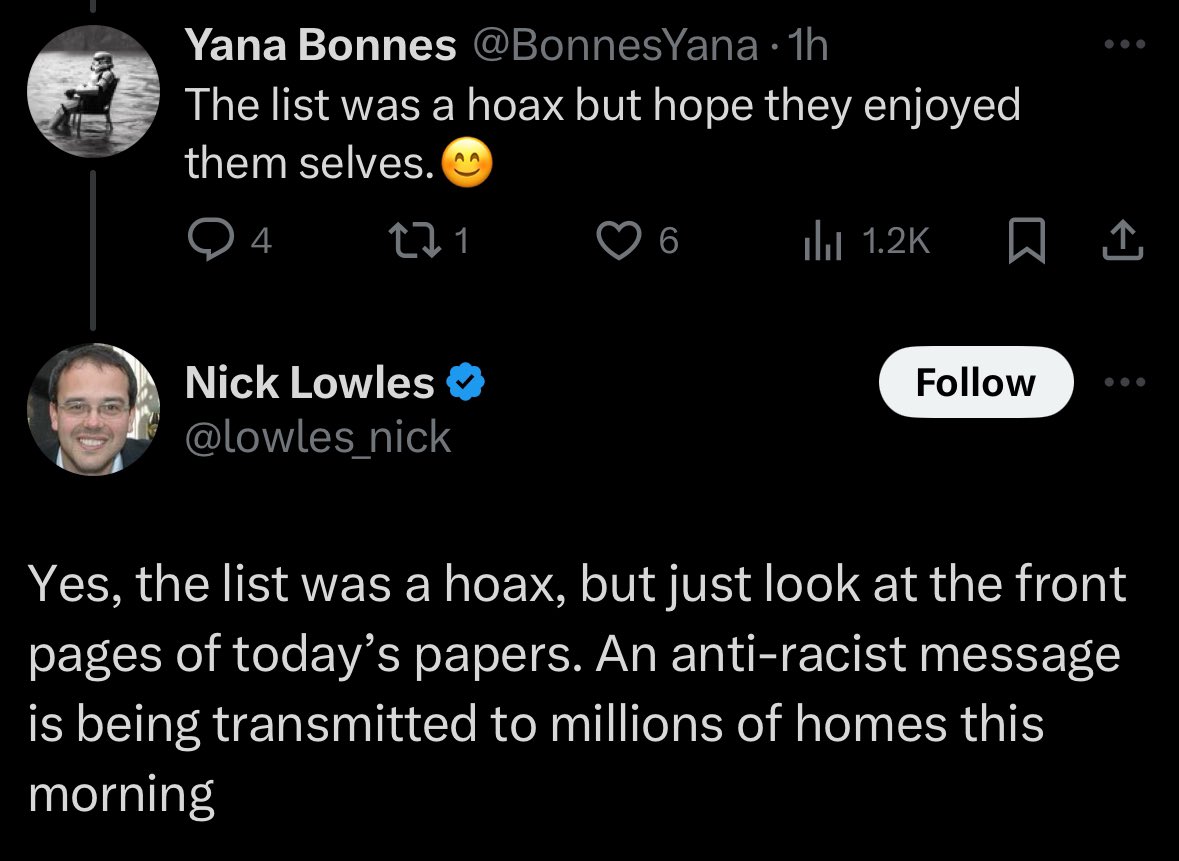 Alexarmstrong's tweet photo. The hard-left all got played last night.
I wonder who would benefit the most from a hoax list being circulated to get thousands of people protesting under “Hope Not Hate” banners…
Any guesses? https://t.co/tWDrD46P90