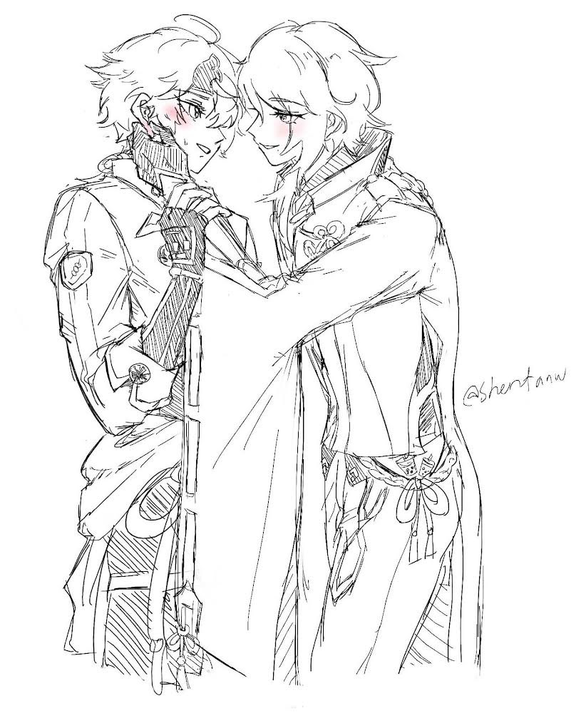 Finally my first post of one of my fav ship in genshin 😭😭🙌🙌#ayathoma #wakathoma