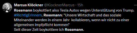 gabriel3374's tweet photo. @Leandra2302 Und es lohnt sich natürlich  immer noch Rossmann zu boykottieren, weil sie dachten, die Covid-Impfung würde funktionieren https://t.co/lgjASkr1tS