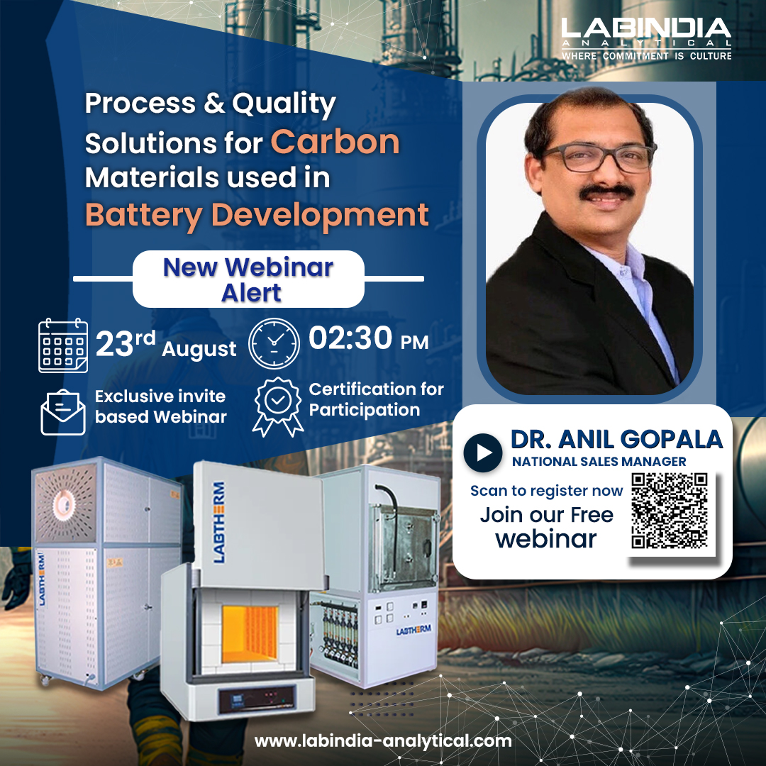 Laipl's tweet image. Join us for our webinar, "Process &amp;amp; Quality Solutions for Carbon Materials in Battery Development Furnace Overview"

Reserve your spot for event 
events.teams.microsoft.com/event/47392b09…
23 Aug 2024
2:30 PM

#LABINDIA #LabindiaAnalytical #Webinar #BatteryDevelopment #CarbonMaterials #Labfurnance