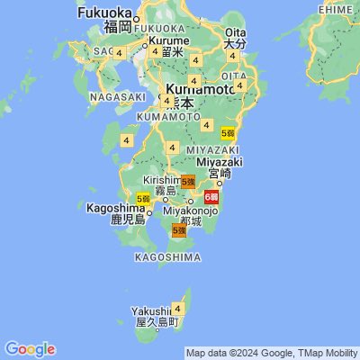 【臨時：道外地震情報】

最大震度6弱の地震
2024/08/08 16:45
#Spectee
津波注意報発表中