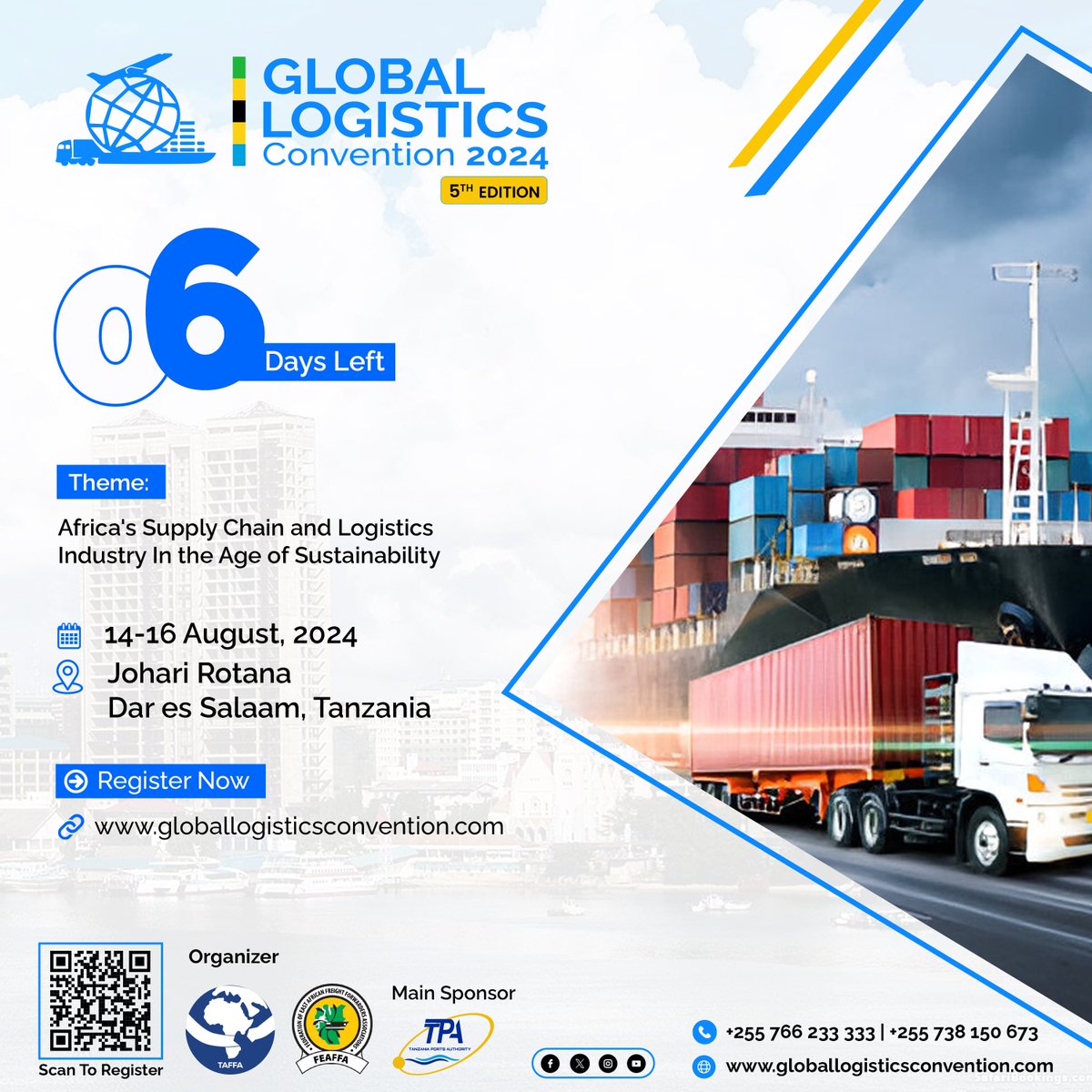 TaffaOrg's tweet image. Countdown to GLC 2024: Only 06 Days Left!
Secure your spot now and join the leading minds in global logistics. Register early on the GLC website and be a part of transformative discussions, networking, and innovation!

Don’t miss out – Register today!