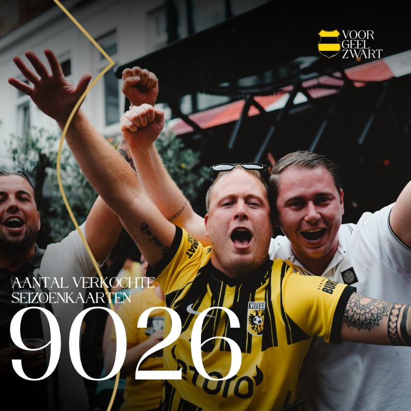 MijnVitesse's tweet photo. Nieuwe tussenstand! 💛🖤

Nog niet verlengd? Je hebt nog tot 𝘃𝗿𝗶𝗷𝗱𝗮𝗴 𝟵.𝟬𝟬 𝘂𝘂𝗿!