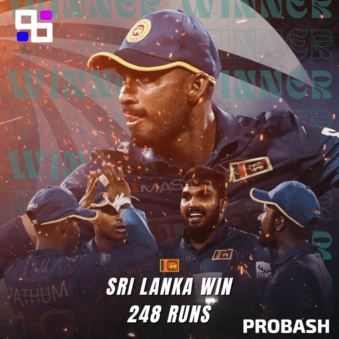 Probashofficial's tweet image. Sri Lanka clinches victory! 🏆 An incredible performance seals the win. 🇱🇰 #SriLanka #Cricket #Victory