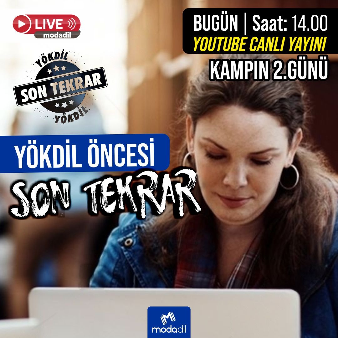 YÖKDİL KAMPI BUGÜN DE DEVAM EDİYOR!
Youtube canlı yayınını izlemek için kanalımıza abone olmayı unutmayın! 
.
youtube.com/c/MODAD%C4%B0L
.
#yökdil #yds #ingilizcesınavlar #özelders #toefl #önhazırlık #hazırlıkatlama