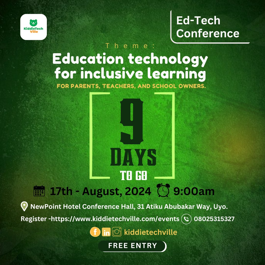 kiddietechville's tweet image. 9 days to go! 💃

Join us on August 17th and be part of a movement that&apos;s empowering kids to code, create, innovate, and change the world! 
Register at kiddietechville.com/events

#CodeForChange #EdTechConference #CodeEd #KiddieTechVille