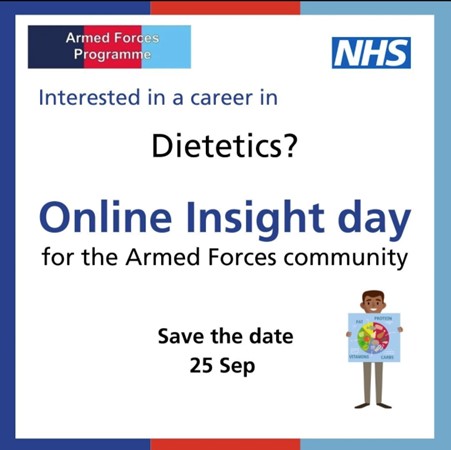 NHSEArmedForces's tweet image. Interested in career in dietetics? Join this online insight webinar for members of the Armed Forces Community looking to explore a career in this healthcare specialism.

25 September

Register your interest: armedforces@gstt.nhs.uk

#Dietetics #SupportingThoseWhoServed #NHSCareer