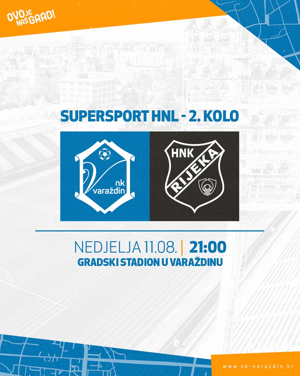 U nedjelju s početkom u 21:00 očekuje nas utakmica u sklopu 2. kola SuperSport HNL-a protiv HNK Rijeke! #nkvarazdin #ovojenasgrad