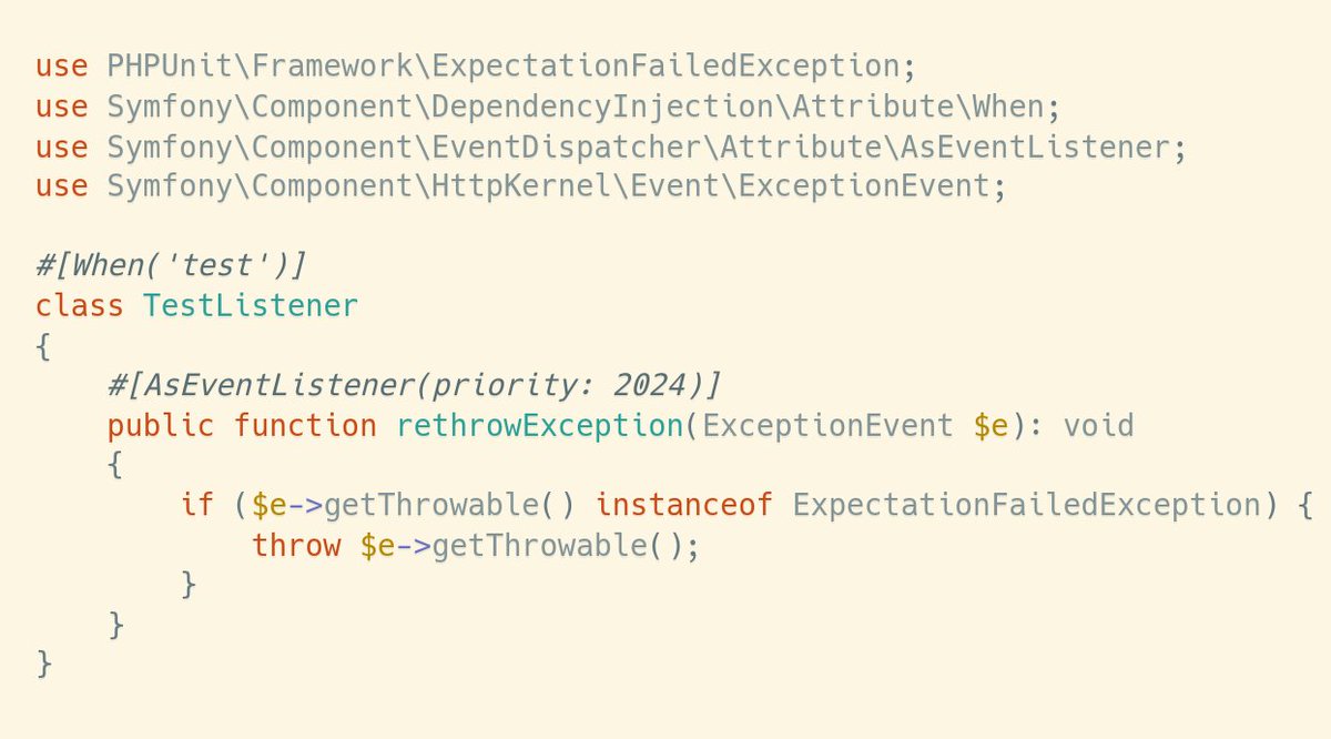lyrixx's tweet image. If you put PHPUnit Mock into Symfony DIC in functional test case, you can use the following listener to dramatically increase the DX. 
Before: mock expectation fails were in test.log
Now: they are displayed directly in your terminal